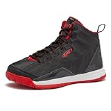 AND1 Showout Girls & Boys Basketball Shoes Kids, Boys High Top Sneakers- Black/Red/White, 1 Little Kid