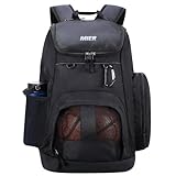 MIER Large Sports Backpack with Pocket for Swim, Outdoor, Gym, Basketball, 40L, Black